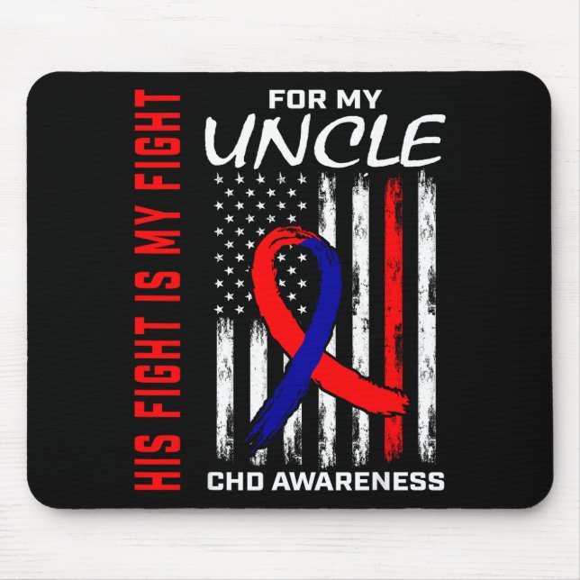 His Fight Uncle Chd Awareness American Flag Graphi Mouse Mat (Front)