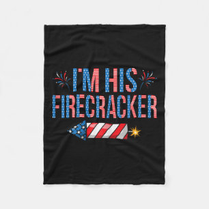 His Firecracker 4th Of July Cute Matching Couple W Fleece Blanket
