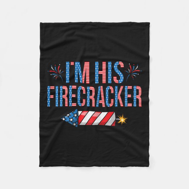 His Firecracker 4th Of July Cute Matching Couple W Fleece Blanket (Front)