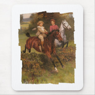 His First Fence Boy and Horse Jumping Fence Mouse Mat