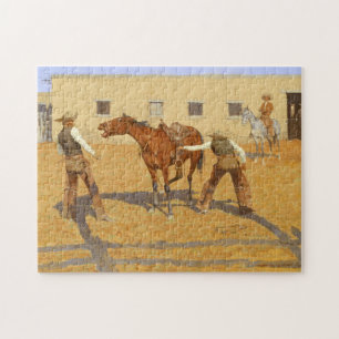 His First Lesson 1903 by Frederic Remington Jigsaw Puzzle
