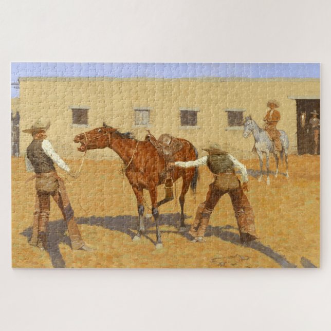 His First Lesson 1903 by Frederic Remington Jigsaw Puzzle (Horizontal)