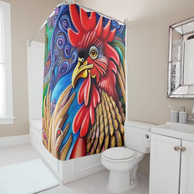 His Golden Majesty - The Rooster  Shower Curtain (In Situ)