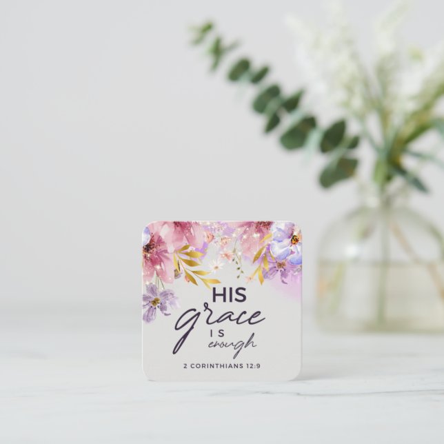 His grace is enough - Bible Verse Card (Standing Front)