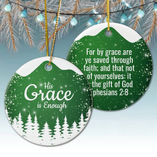 His Grace is Enough Divine Passage ⛪️ 🎄 Ceramic Tree Decoration