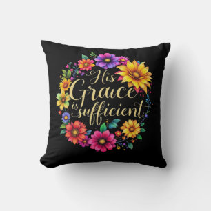 His Grace Is Sufficient Inspiring Bible Verse Cushion