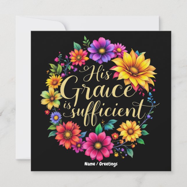 His Grace Is Sufficient Inspiring Bible Verse  Invitation (Front)