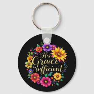 His Grace Is Sufficient Inspiring Bible Verse  Key Ring