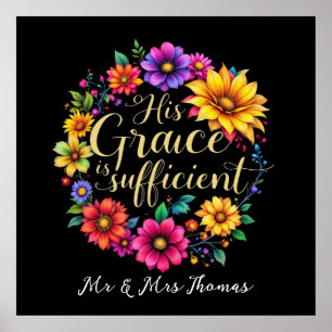 His Grace Is Sufficient Inspiring Bible Verse  Poster