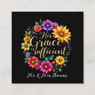 His Grace Is Sufficient Inspiring Bible Verse Square Business Card