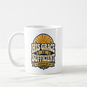 His Grace Is Sufficient Retro Sunrise Christian Coffee Mug