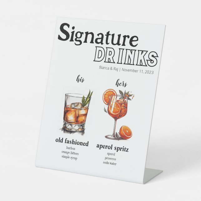 His & Her Drink Menu  Pedestal Sign (Front)