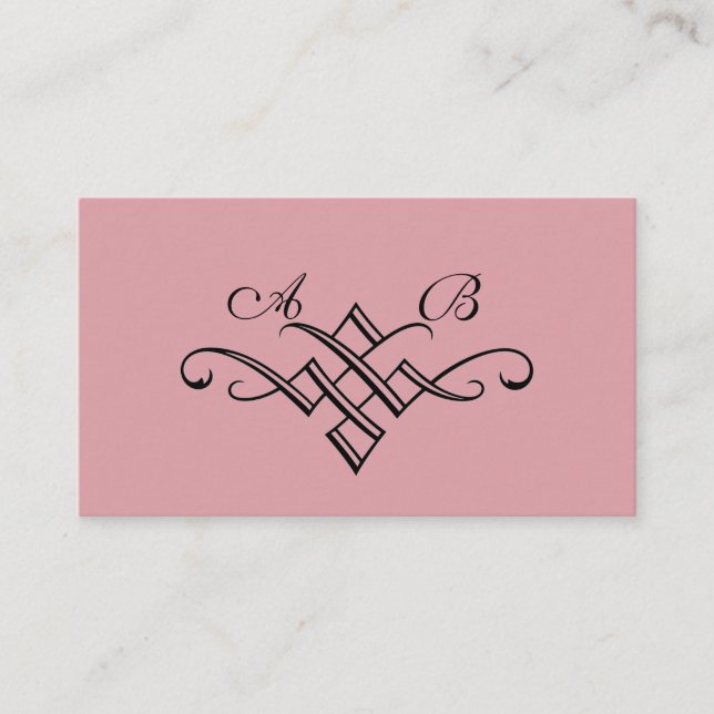 His & Her Monogram Wedding Website Card in Pink (Front)