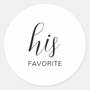 His Her Our Favourites Wedding Snack Bag Sweets Classic Round Sticker