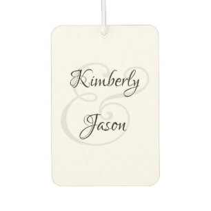 His & Her Script Names, Black & Grey Car Air Freshener