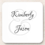 His & Her Script Names, Black & Grey Coaster<br><div class="desc">His and her names in beautiful black and grey script lettering for an elegant design on white background.</div>
