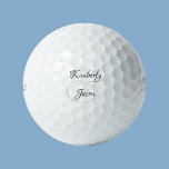 His & Her Script Names, Black & Grey Golf Balls<br><div class="desc">His and her names in beautiful black and grey script lettering for an elegant design on white background.</div>