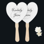 His & Her Script Names, Black & Grey Hand Fan<br><div class="desc">His and her names in beautiful black and grey script lettering for an elegant design on white background.</div>