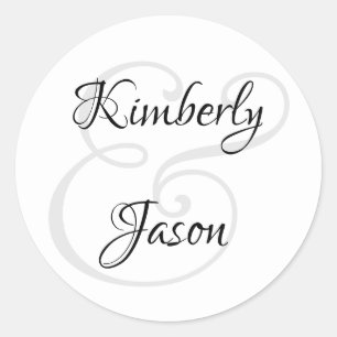 His & Her Script Names, Black & Grey Keychain Comp Classic Round Sticker