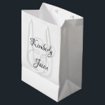 His & Her Script Names, Black & Grey Medium Gift Bag<br><div class="desc">His and her names in beautiful black and grey script lettering for an elegant design on white background.</div>