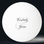 His & Her Script Names, Black & Grey Ping Pong Ball<br><div class="desc">His and her names in beautiful black and grey script lettering for an elegant design on white background.</div>