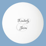 His & Her Script Names, Black & Grey Ping Pong Ball<br><div class="desc">His and her names in beautiful black and grey script lettering for an elegant design on white background.</div>