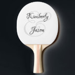 His & Her Script Names, Black & Grey Ping Pong Paddle<br><div class="desc">His and her names in beautiful black and grey script lettering for an elegant design on white background.</div>