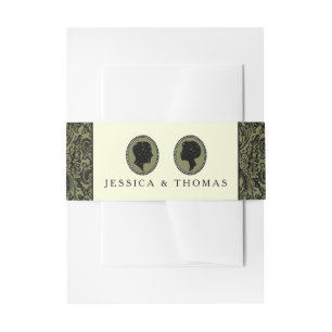His & Hers Art Deco Silhouette Wedding Collection Invitation Belly Band