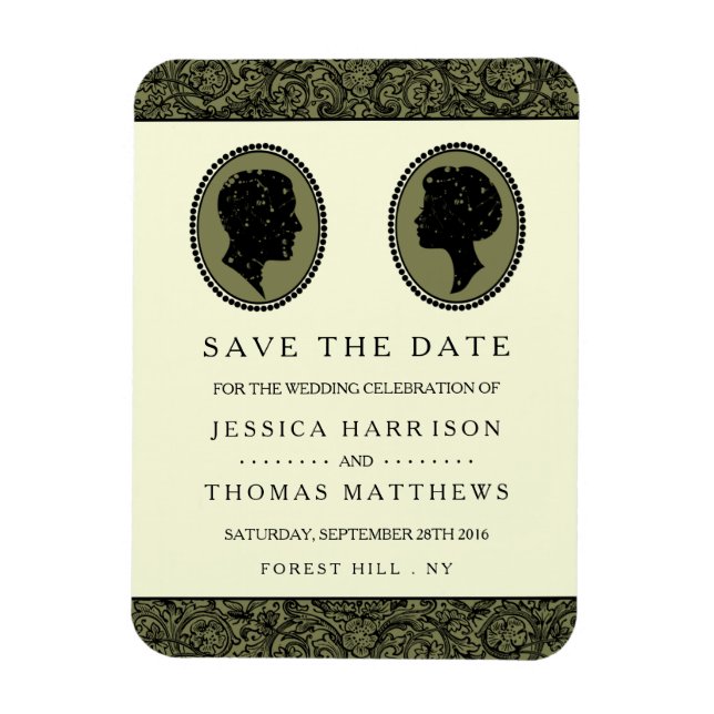 His & Hers Art Deco Silhouette Wedding Collection Magnet (Vertical)