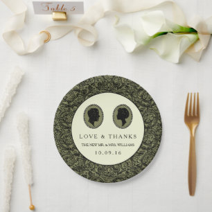 His & Hers Art Deco Silhouette Wedding Collection Paper Plate