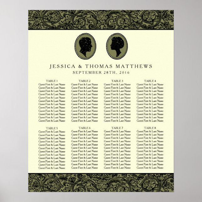 His & Hers Art Deco Silhouette Wedding Collection Poster (Front)