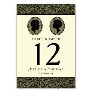 His & Hers Art Deco Silhouette Wedding Collection Table Number