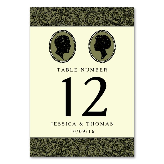 His & Hers Art Deco Silhouette Wedding Collection Table Number (Front)