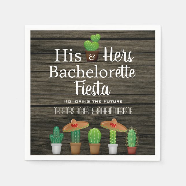 His & Hers Bachelor/Bachelorette Fiesta Napkin (Front)