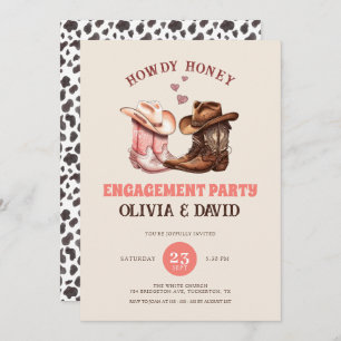 His & Hers Cowboy Boots Western Engagement Party Invitation