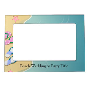 His/Hers Flip Flops on the Beach Wedding Magnetic Picture Frame