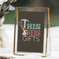 His & Hers Hammer Whisk Couple Shower Gifts Sign