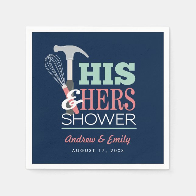 His & Hers Hammer Whisk Handy Couple Shower Napkin (Front)