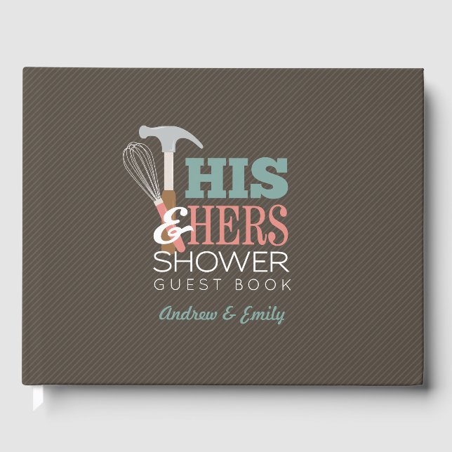 His & Hers Handy Wedding Couple Bridal Shower Guest Book (Front)