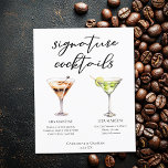 His Hers Martini Signature Wedding Cocktails Menu<br><div class="desc">This his and hers signature cocktails list features simple black typography above 2 drinks and their ingredients for your wedding bar. An espresso martini and classic martini drawing add a cool flair to your bar menu sheet. Complete with the couple's names and date for their reception.</div>