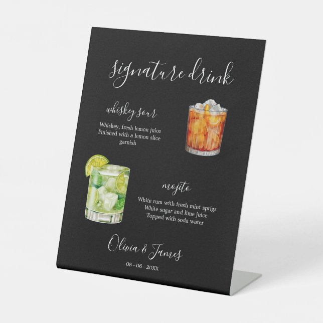 His & Hers Signature Drink Sign Template, (Front)