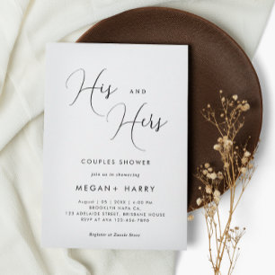 His & Hers Simple Couple Shower Bridal Invitation