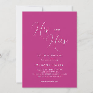 His & Hers Simple Magenta Couple Shower Bridal Invitation