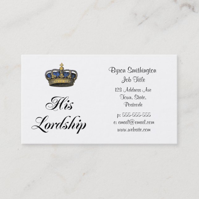 His Lordship Business Card (Front)