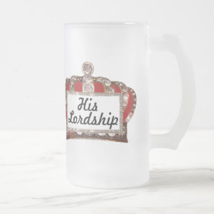 "His Lordship" Frosted Glass Beer Mug