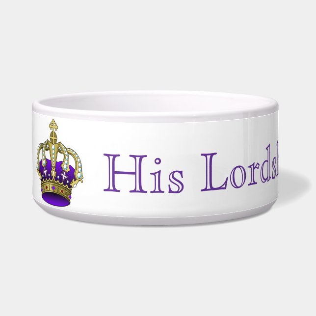 His Lordship Royalty Pet Bowl Personalise Name (Left)