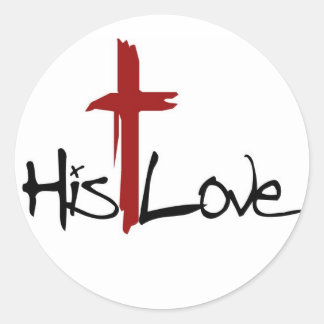 His Love Cross Logo Classic Round Sticker