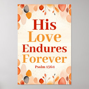 His love endures forever Boho Christian Wall Art
