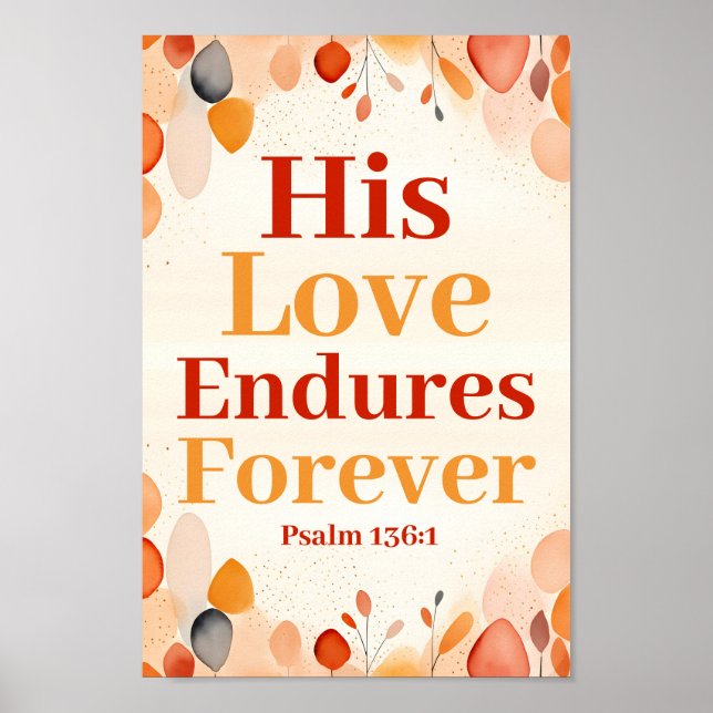 His love endures forever Boho Christian Wall Art (Front)