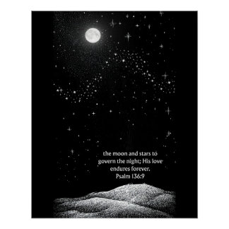 His Love Endures Forever – Psalm 136:9 Wall Art
